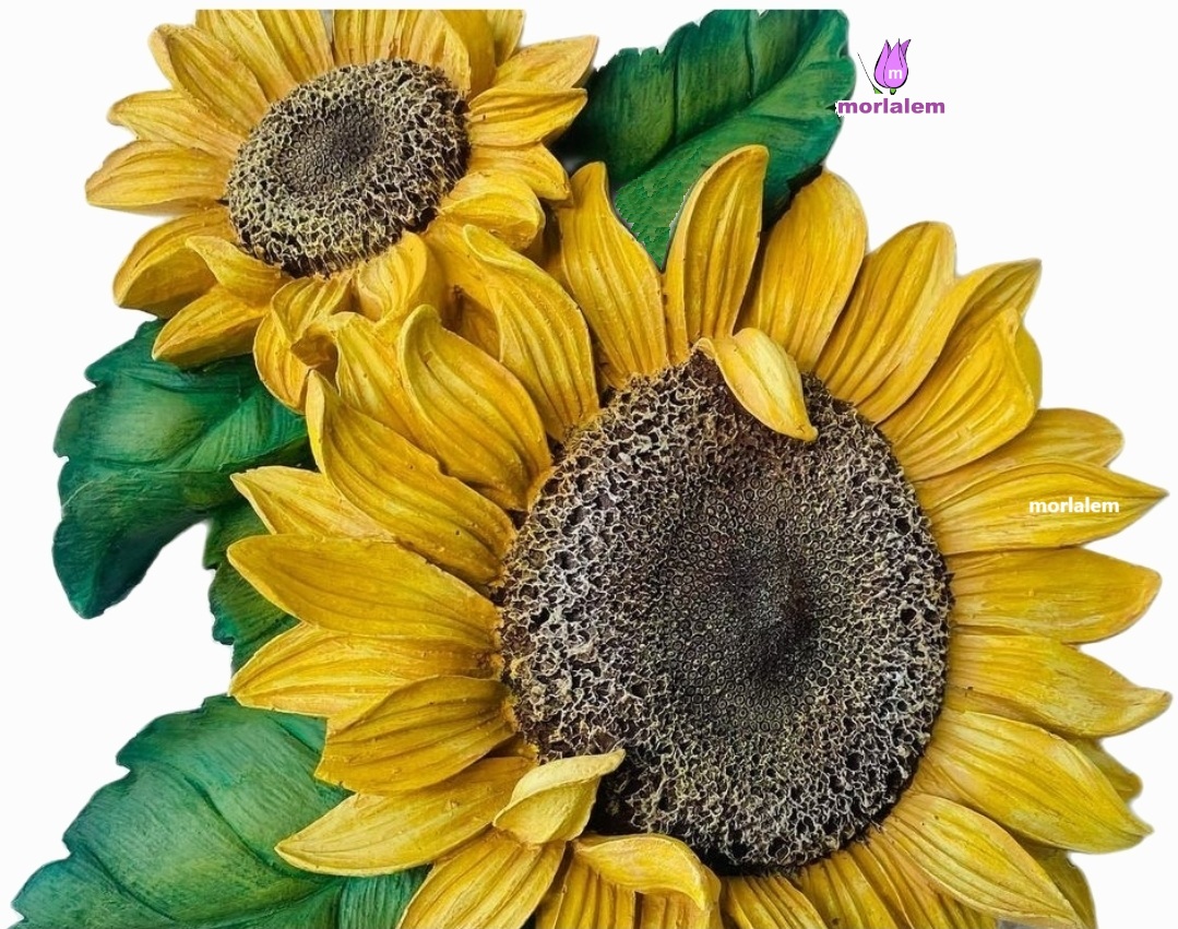 26cm Ayçiçeği Çiçek Demeti Silikon Kalıp K-466, Polyester Taş Tozu Çimento Alçı Kalıbı - Görsel 4