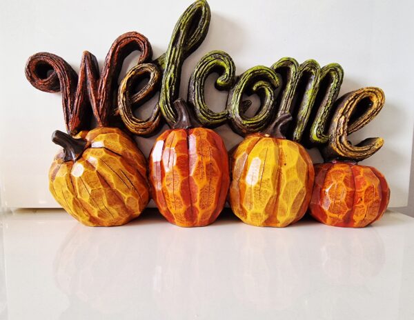 3 Boyutlu Welcome Yazılı Kabaklar Silikon Kalıp K-1433, Polyester Taş Tozu Sabun Mum Alçı Kalıbı