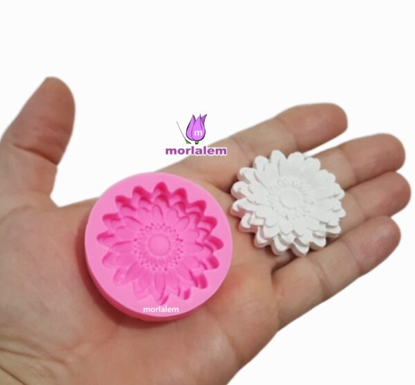 4,8cm Papatya Çiçek Silikon Kalıp K-1448, Taş Tozu Polyester Reçine Sabun Alçı Mum Kalıbı