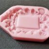 Yaprak Dekorlu 9,8cm Mini Çerçeve Silikon Kalıp K-473, Taş Tozu Polyester Alçı Kalıbı - Görsel 4