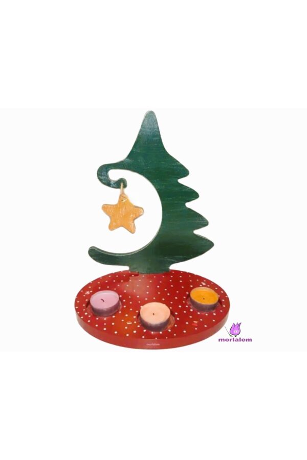 Yıldız Çam Ağacı 3'lü Tealight Mumluk Silikon Kalıp K-1055, Polyester Çimento Taş Tozu Alçı Kalıbı