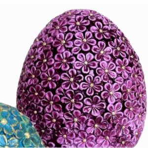 3 Boyutlu Çiçek Kabartmalı 13cm Yumurta Silikon Kalıp K-603, Kokulu Taş Sabun Alçı Mum Kalıbı