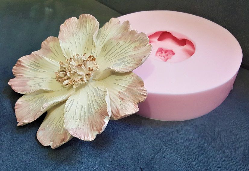 3 Boyutlu 21cm Büyük Çiçek Masa, Duvar Süsü Silikon Kalıp K-604 - Görsel 2