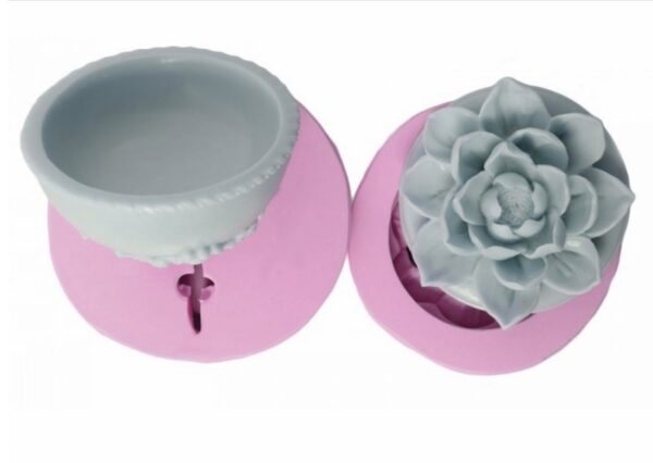 10cm Lotus Çiçeği Kutu Silikon Kalıp K-285, Kokulu Taş Çimento Alçı Mum Kalıbı