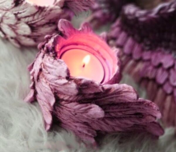13cm Kanat Tealight Mumluk Silikon Kalıp K-493, Polyester Taş Tozu Alçı Kalıbı