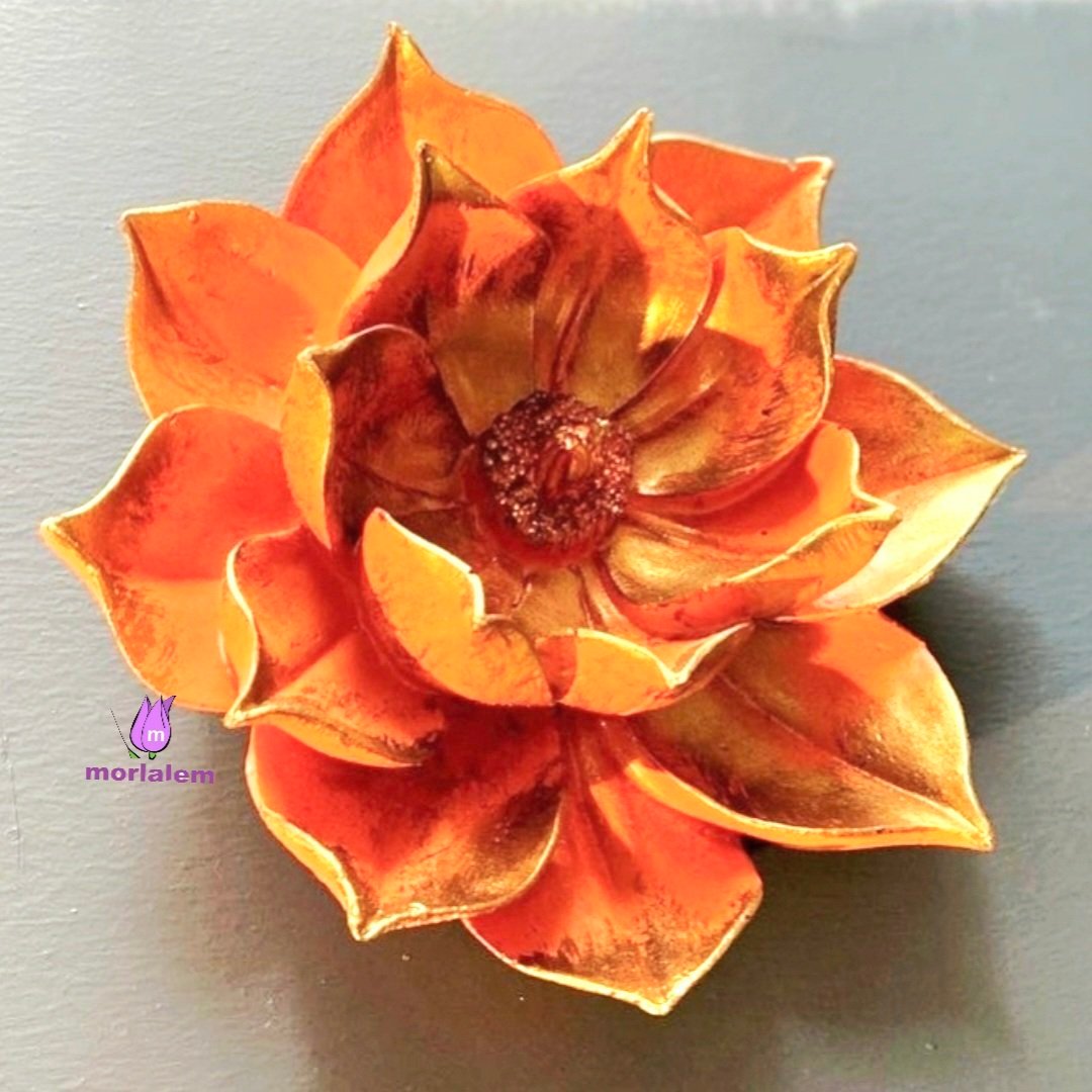 21cm Lotus Çiçeği, Çiçek Silikon Kalıp K-955, Polyester Taş Tozu Çimento Alçı Kalıbı - Görsel 7