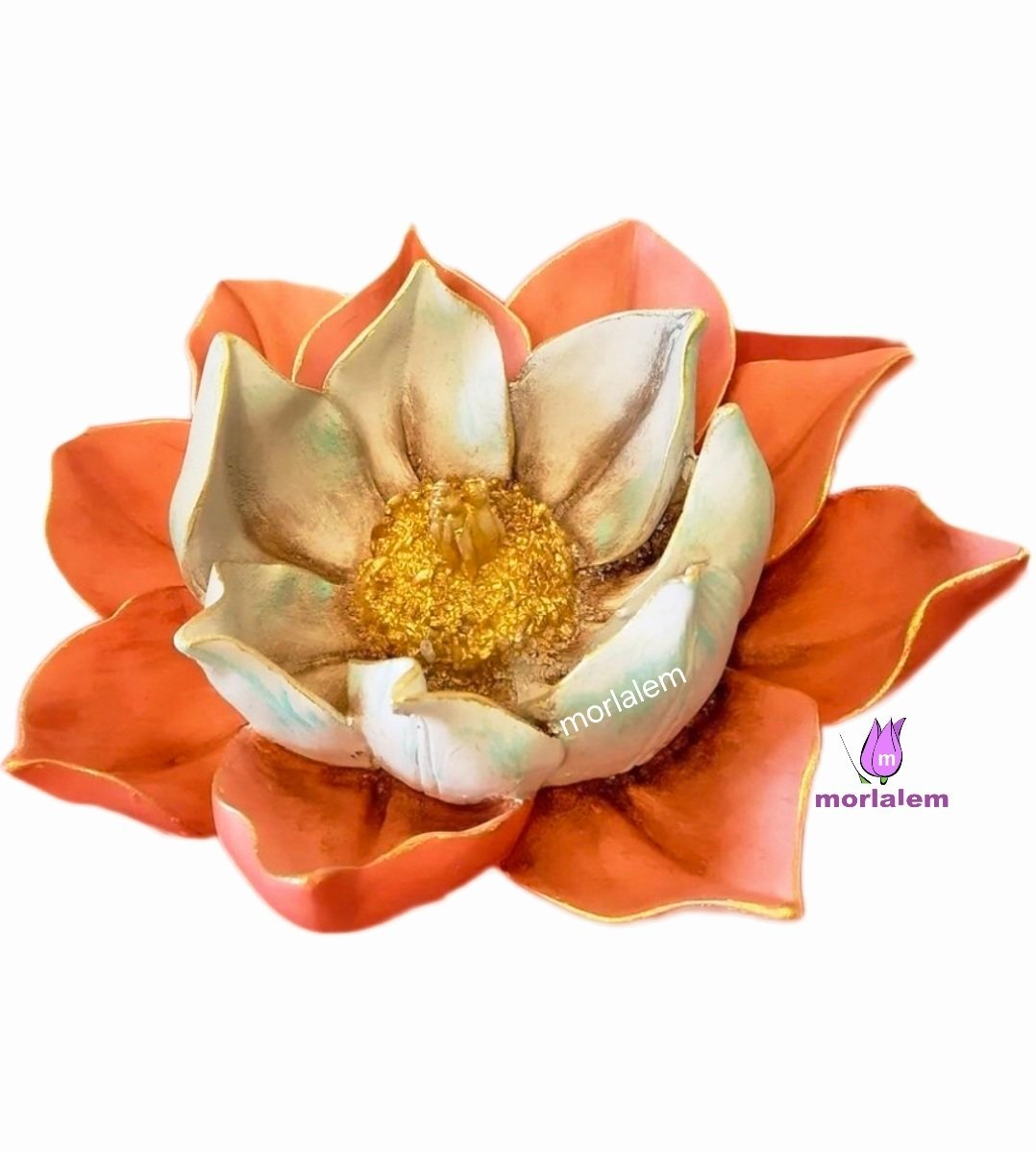 21cm Lotus Çiçeği, Çiçek Silikon Kalıp K-955, Polyester Taş Tozu Çimento Alçı Kalıbı - Görsel 6