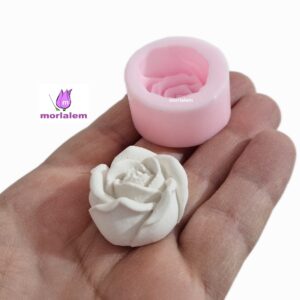 3,3cm Gül Çiçek Tomurcuğu Silikon Kalıp K-1476, Polyester Taş Tozu Sabun Alçı Mum Kalıbı
