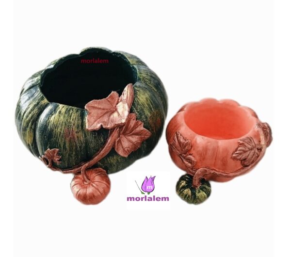 Kabak Seti, 2'li Yavrulu Kabak Saksı Silikon Kalıp K-546 K-664, Polyester Taş Tozu Alçı Kalıbı