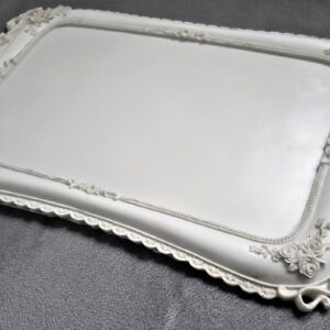 Gül Çiçek Yaprak Dekorlu 43cm Tepsi Silikon Kalıp K-707