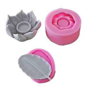 Sunumluk Mumluk 23cm Yaprak ve Lotus Çiçeği 2 Adet Silikon Kalıp K-729