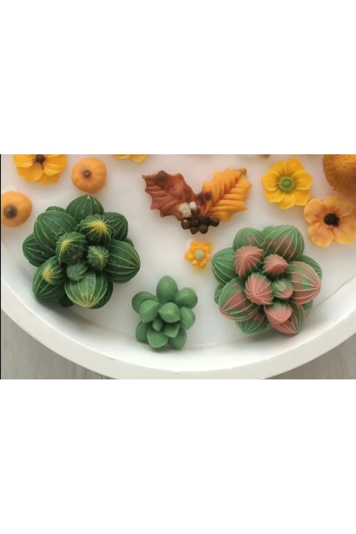 3,2cm Mini Sukulent Çiçek Silikon Kalıp K-1519, Kokulu Taş Sabun Alçı Mum Kalıbı - Görsel 4