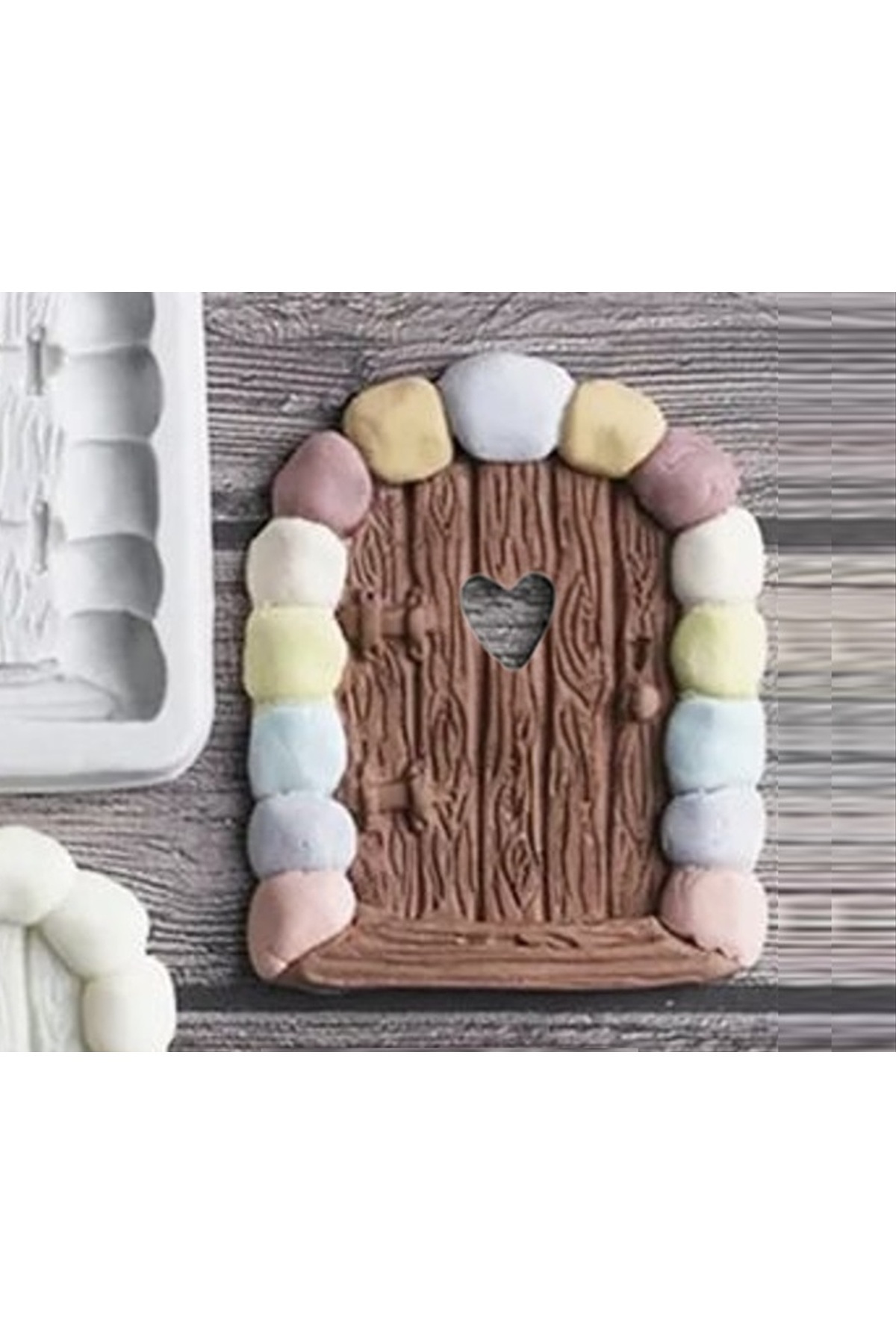 Ahşap Örme Taş Kalp Kapı Pencere Mantar 3'lü Silikon Kalıp K-678 K-694 K-1531, Taş Tozu Alçı Kalıbı - Görsel 6