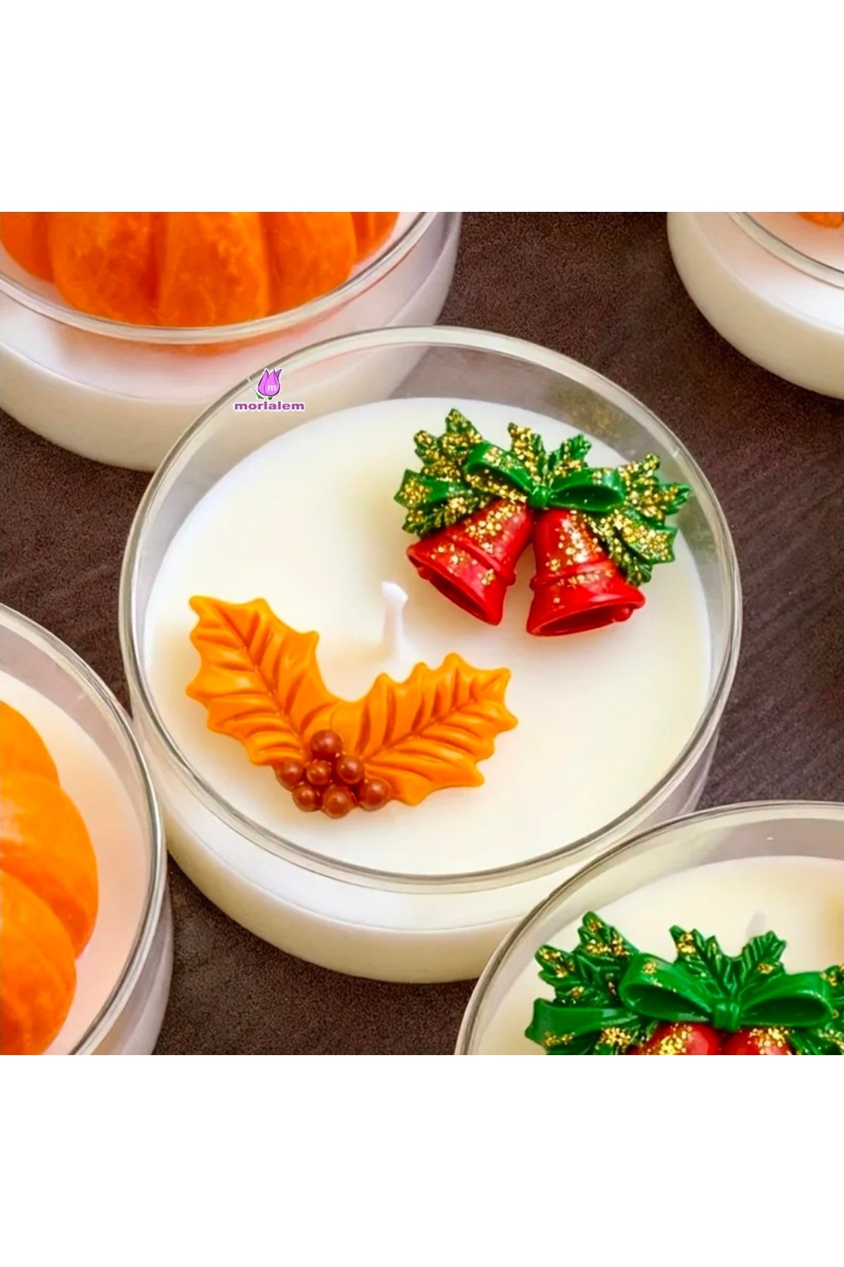 3'lü Çan Kurdele Fiyonk Kokina çiçeği dekorlu Silikon Kalıp K-1532, Kokulu Taş Sabun Alçı Mum Kalıbı - Görsel 4