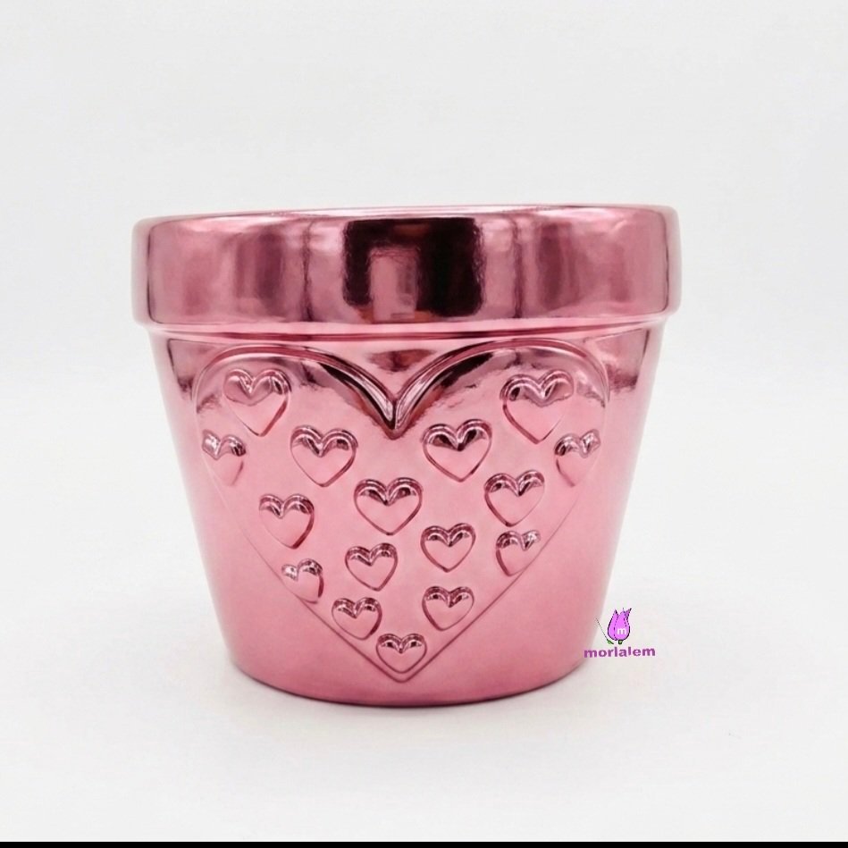 10,5cm Kalp Kabartmalı Saksı Silikon Kalıp K-1277B, Taş Tozu Polyester Çimento Alçı Kalıbı - Görsel 5