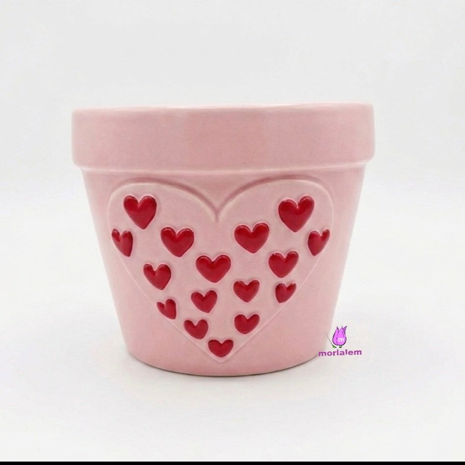 10,5cm Kalp Kabartmalı Saksı Silikon Kalıp K-1277B, Taş Tozu Polyester Çimento Alçı Kalıbı - Görsel 7