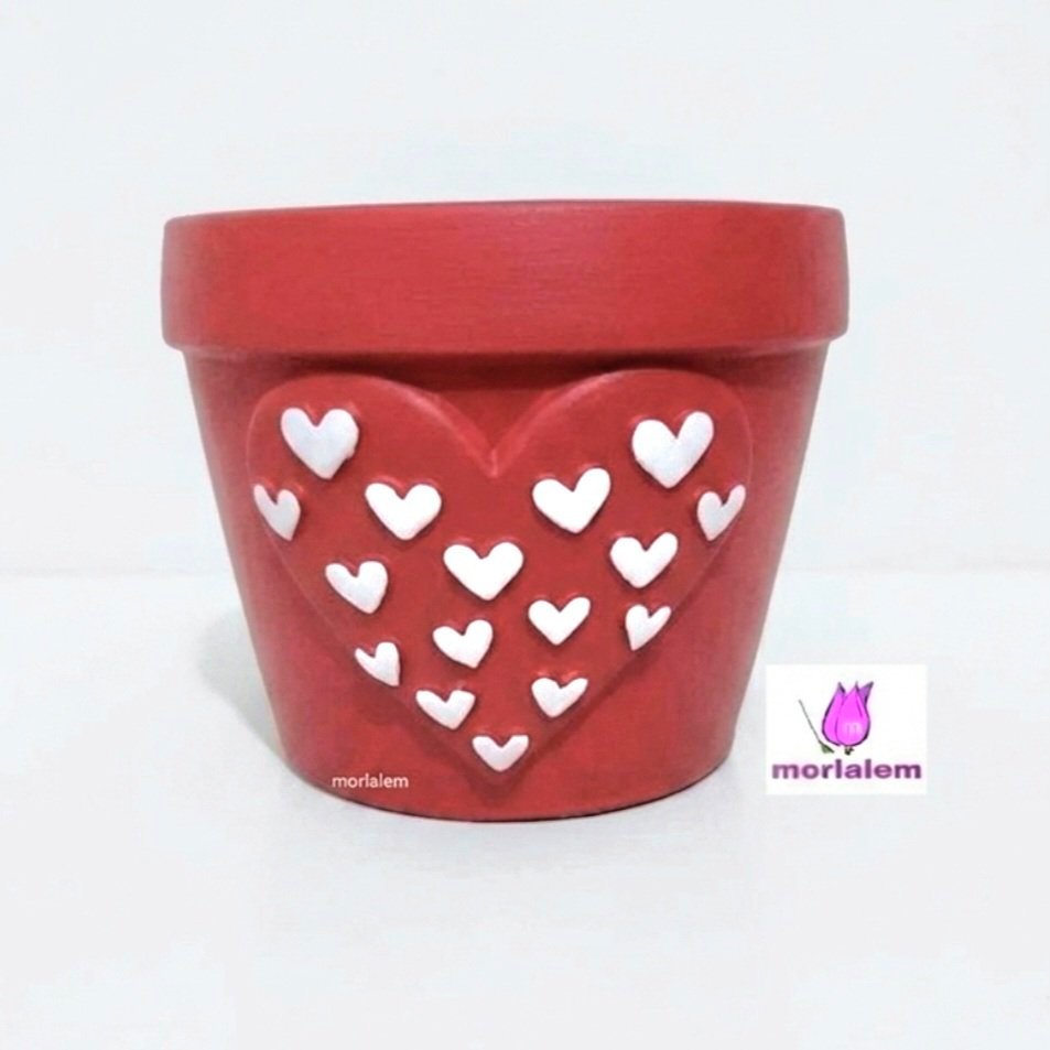 10,5cm Kalp Kabartmalı Saksı Silikon Kalıp K-1277B, Taş Tozu Polyester Çimento Alçı Kalıbı - Görsel 6