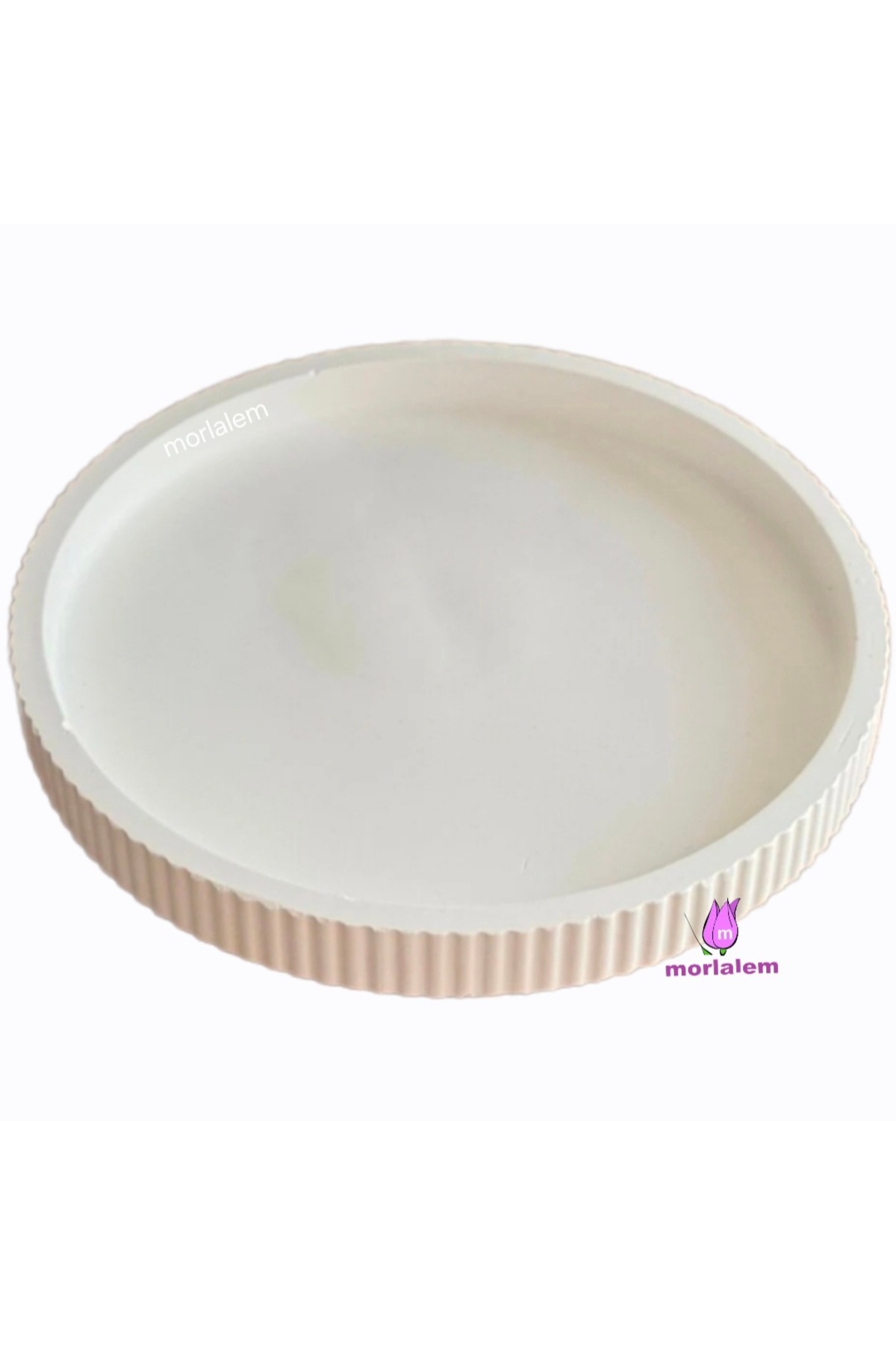 21cm Oluklu Yuvarlak Tepsi Sunumluk çerçeve Mum Tabağı Saksı Altlığı Silikon Kalıp K-1544 - Görsel 5
