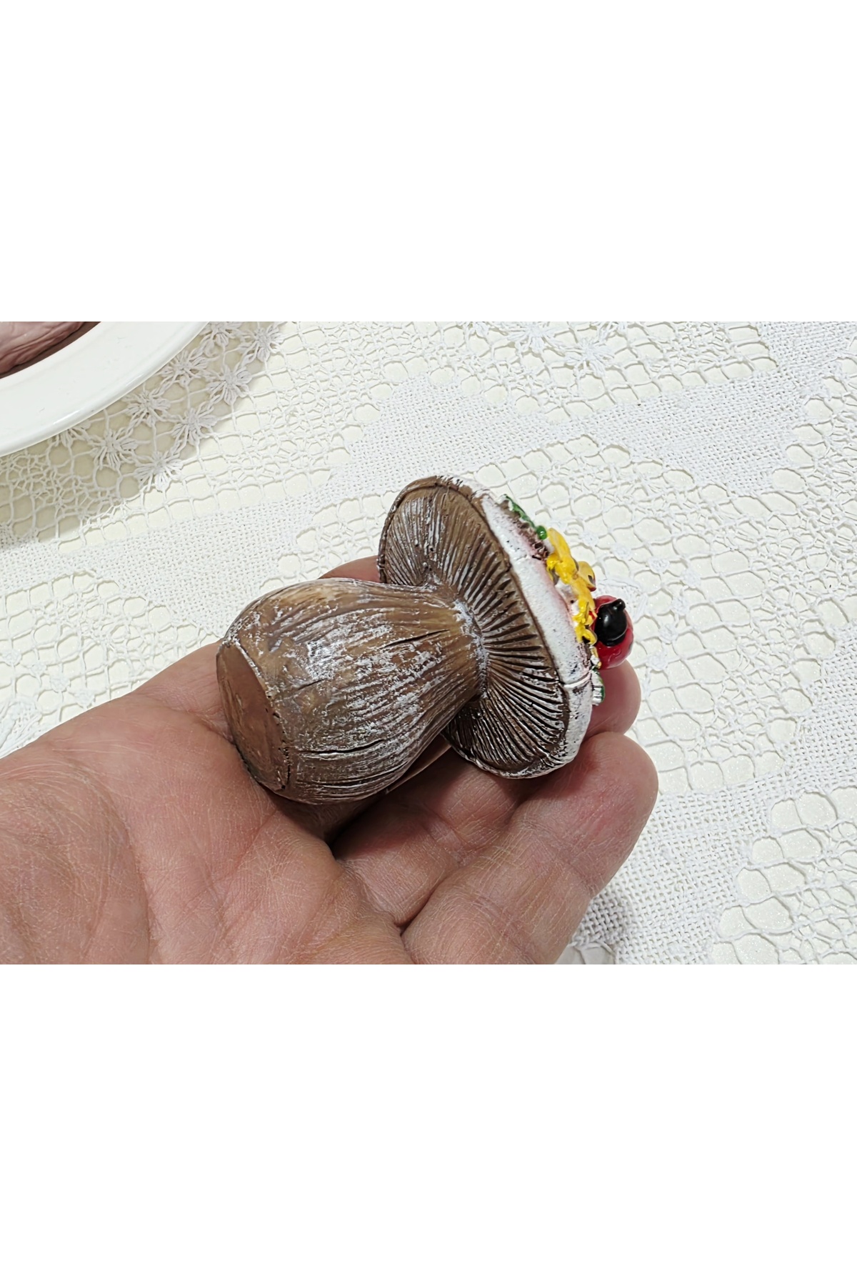 6,6 cm Mantar, Çiçek Uğur Böçekli Silikon Kalıp K-1551, Kokulu Taş Polyester Epoksi Alçı Mum Kalıbı - Görsel 6