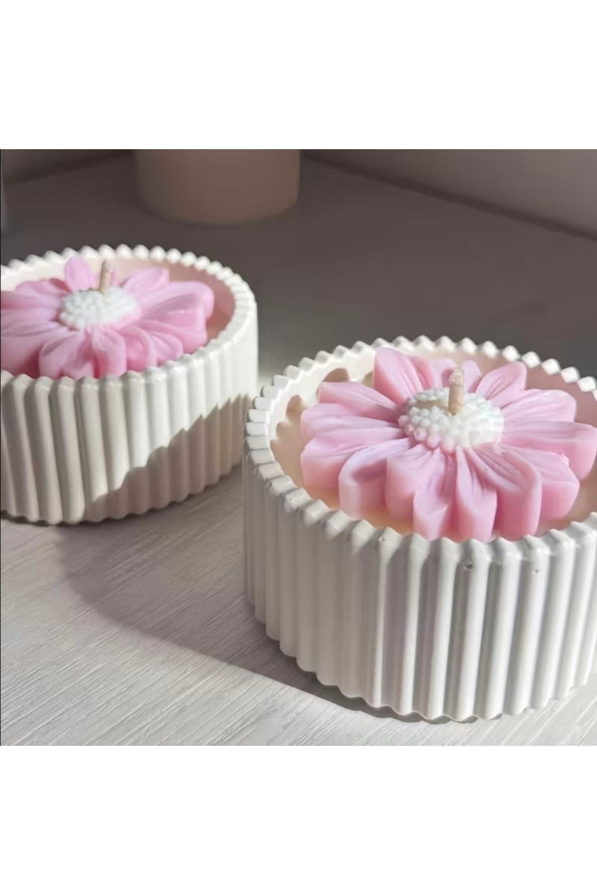 8cm Oluklu Mumluk Sunumluk Saksı Silikon Kalıp K-1562, Taş Tozu Polyester Alçı Kalıbı - Görsel 3