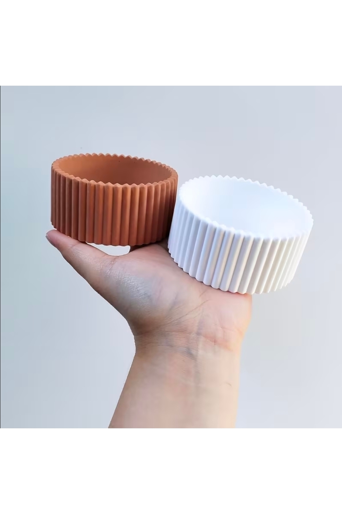 8cm Oluklu Mumluk Sunumluk Saksı Silikon Kalıp K-1562, Taş Tozu Polyester Alçı Kalıbı - Görsel 6