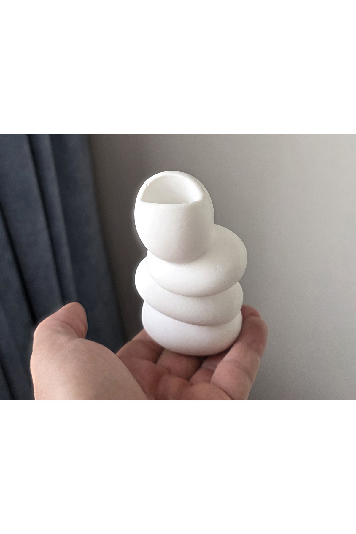 Çakıl Taş Vazo, Minimalist Mini Vazo Silikon Kalıp K-1569, Polyester Taş Tozu Çimento Alçı Kalıbı - Görsel 5