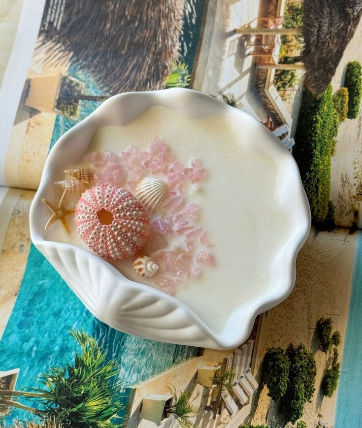 16cm Büyük İstiridye Mumluk Midye Deniz Kabuğu Silikon Kalıp K-1568, Taş Tozu Polyester Alçı Kalıbı - Görsel 5