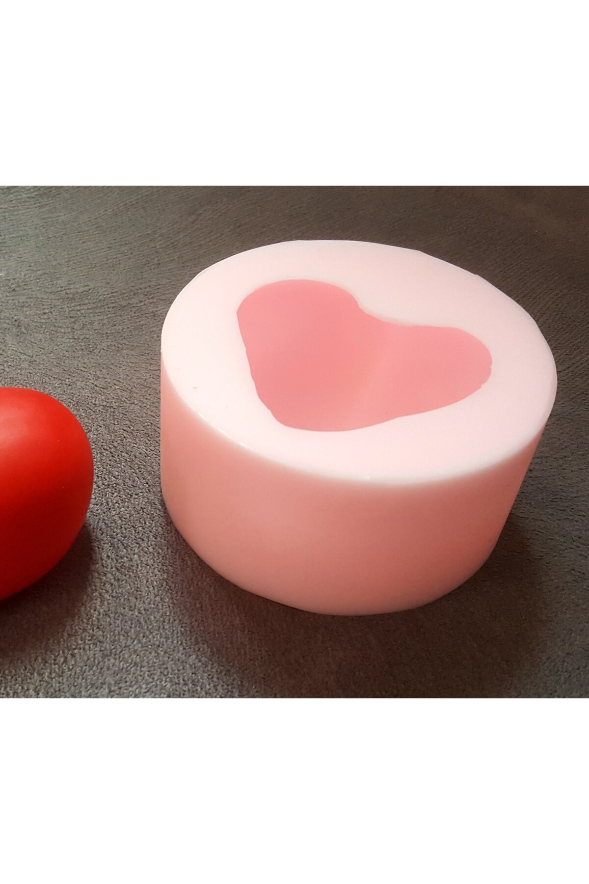 3 Boyutlu 4,8cm Kalp Silikon Kalıp K-1595B, Kokulu Taş Polyester Alçı Mum Sabun Kalıbı - Görsel 2