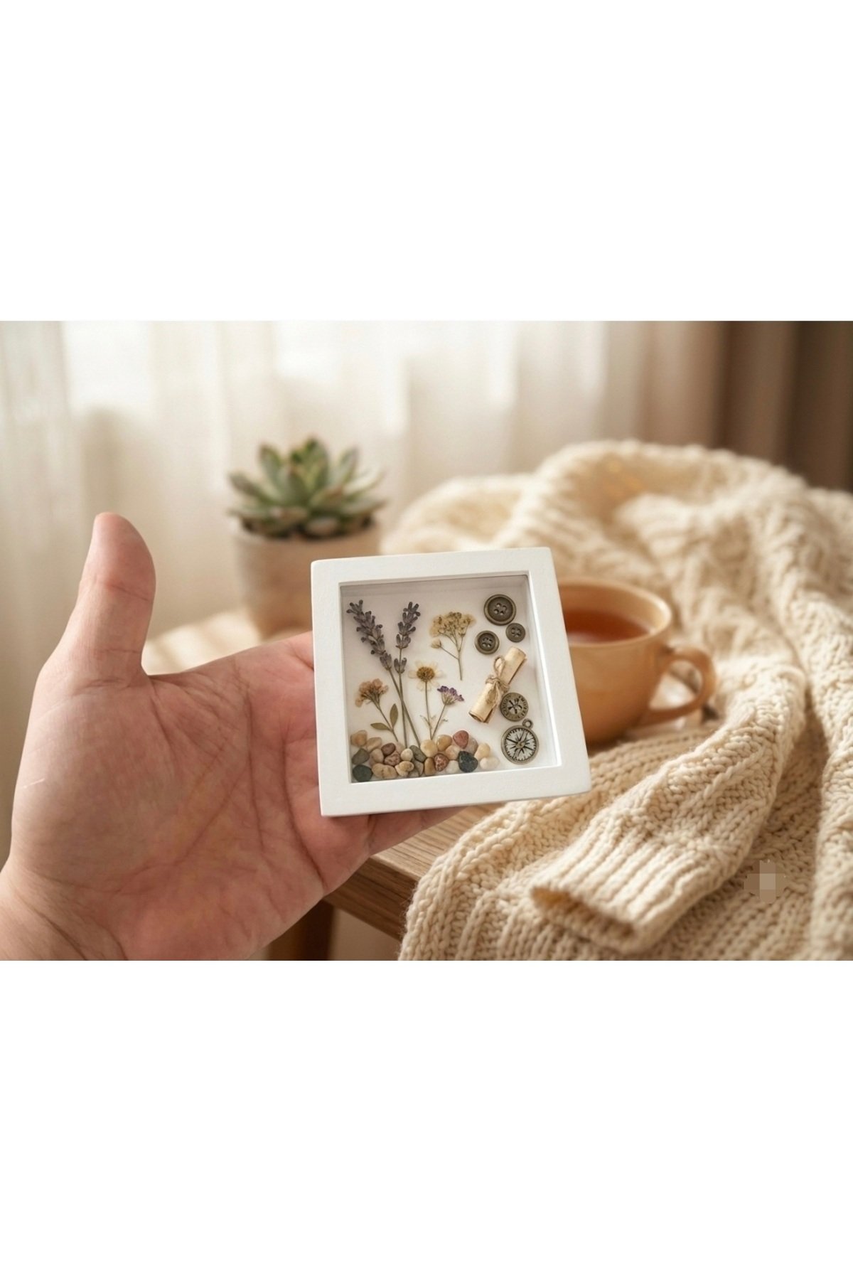 8,7cm Mini Kare Çerçeve Pano Silikon Kalıp K-1617, Polyester Fimo Hamuru Taş Tozu Çimento Alçı Kalıbı - Görsel 3