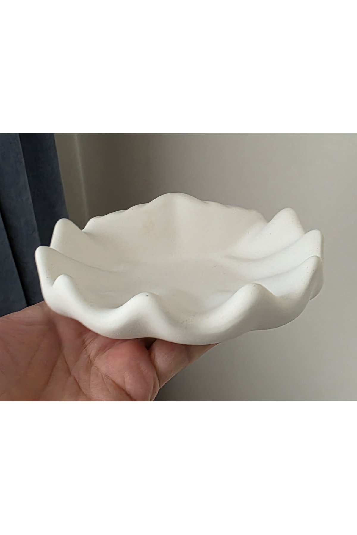 16cm Büyük İstiridye Alçı Mumluk Midye Deniz Kabuğu (Ham Alçı, Boyasız) B1568 - Görsel 2