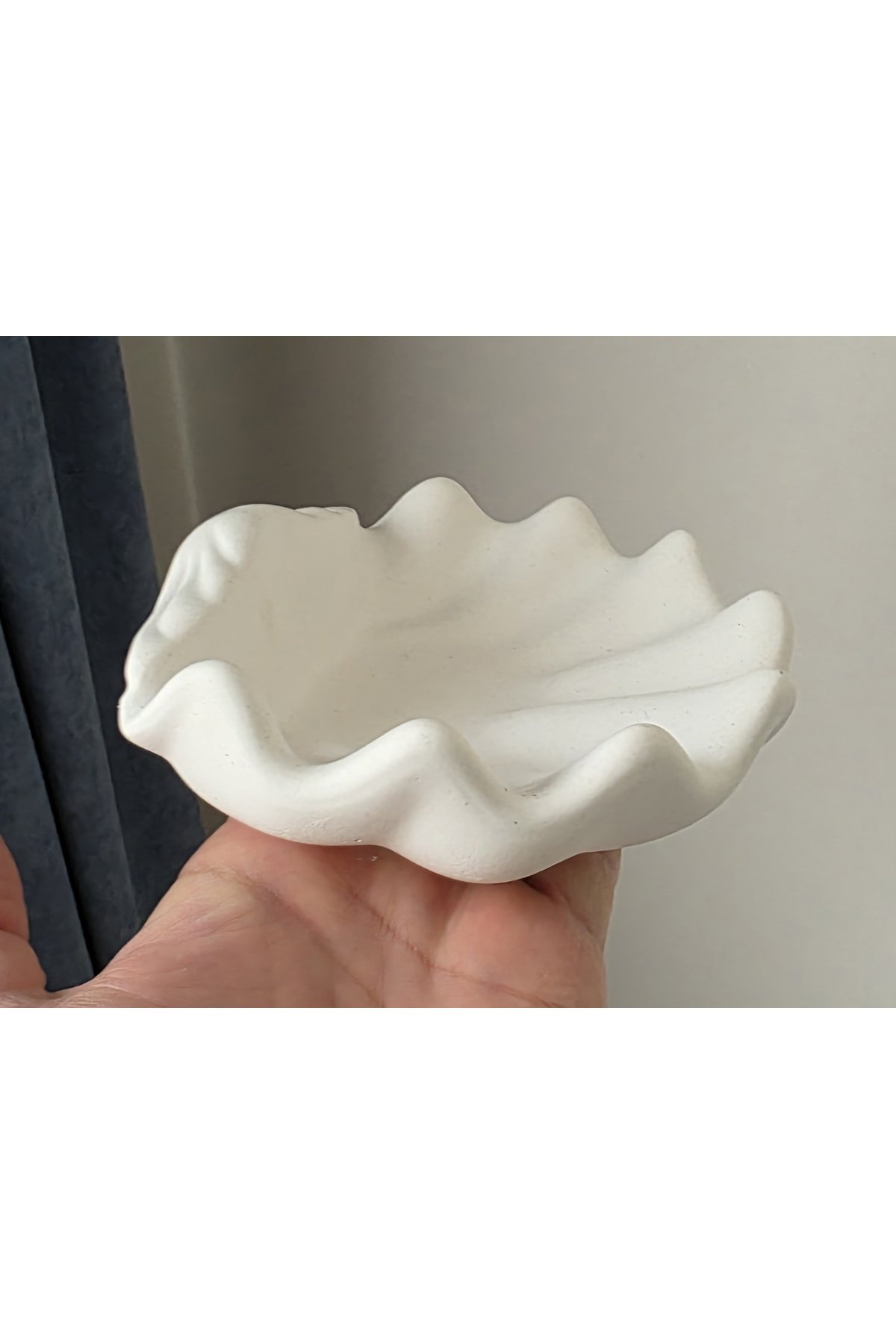 16cm Büyük İstiridye Alçı Mumluk Midye Deniz Kabuğu (Ham Alçı, Boyasız) B1568 - Görsel 4