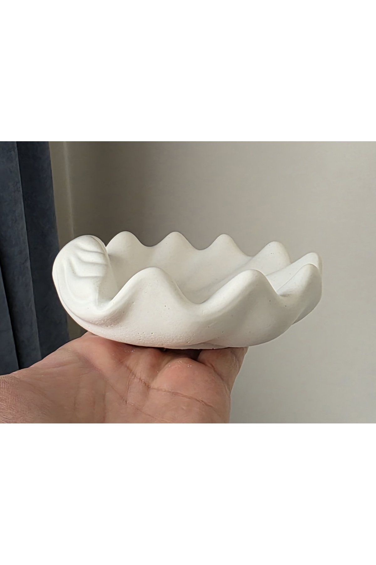 16cm Büyük İstiridye Alçı Mumluk Midye Deniz Kabuğu (Ham Alçı, Boyasız) B1568 - Görsel 5