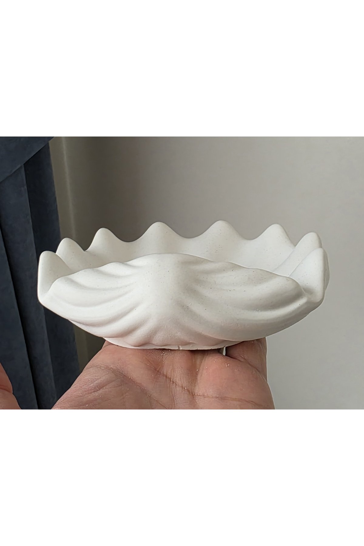 16cm Büyük İstiridye Alçı Mumluk Midye Deniz Kabuğu (Ham Alçı, Boyasız) B1568 - Görsel 6