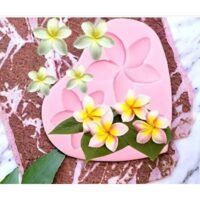 Tek Bir Kalıpta 3 Boy Plumeria Çiçek, 3'lü Çiçek Silikon Kalıp K-1647, Polyester Epoksi Taş Tozu Mum Alçı Kalıbı