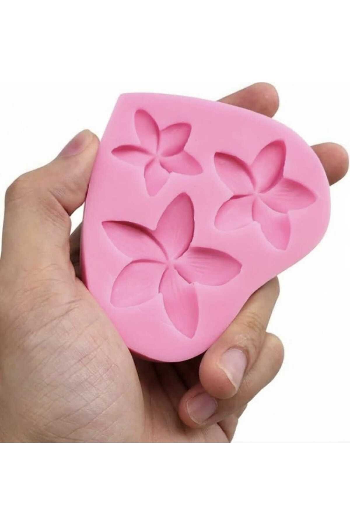 Tek Bir Kalıpta 3 Boy Plumeria Çiçek, 3'lü Çiçek Silikon Kalıp K-1647, Polyester Epoksi Taş Tozu Mum Alçı Kalıbı - Görsel 2