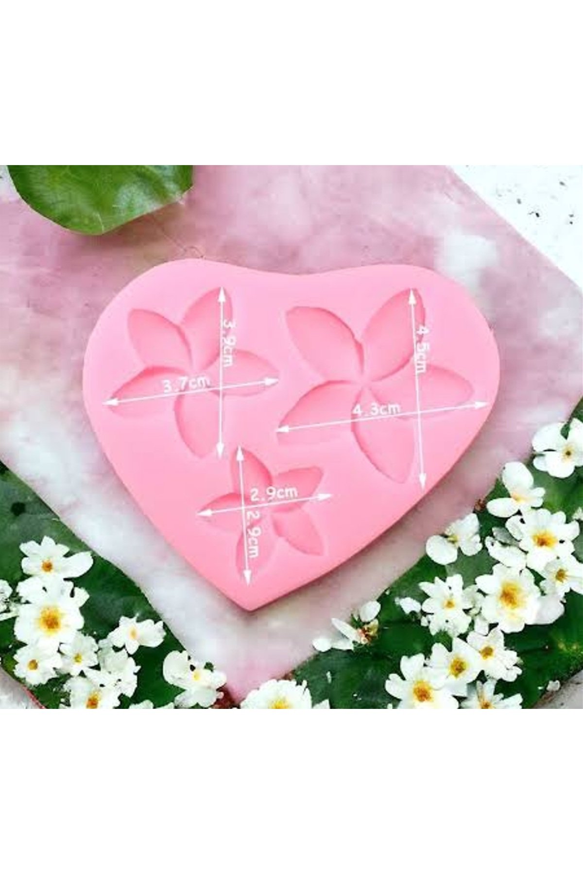 Tek Bir Kalıpta 3 Boy Plumeria Çiçek, 3'lü Çiçek Silikon Kalıp K-1647, Polyester Epoksi Taş Tozu Mum Alçı Kalıbı - Görsel 3